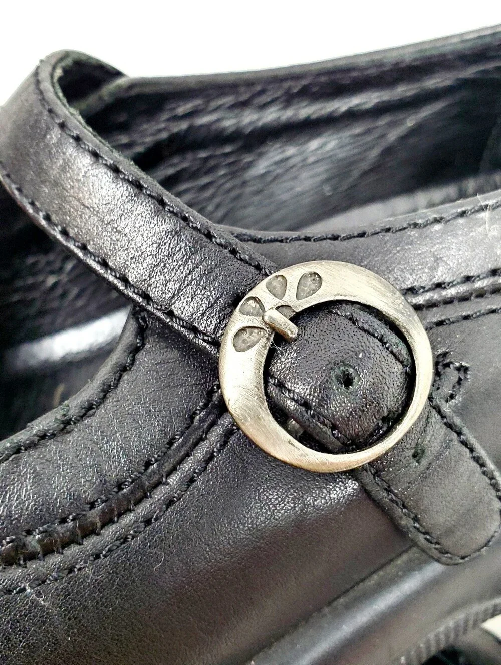 Dansko Chunky Black Leather Platform Mary Jane Shoe